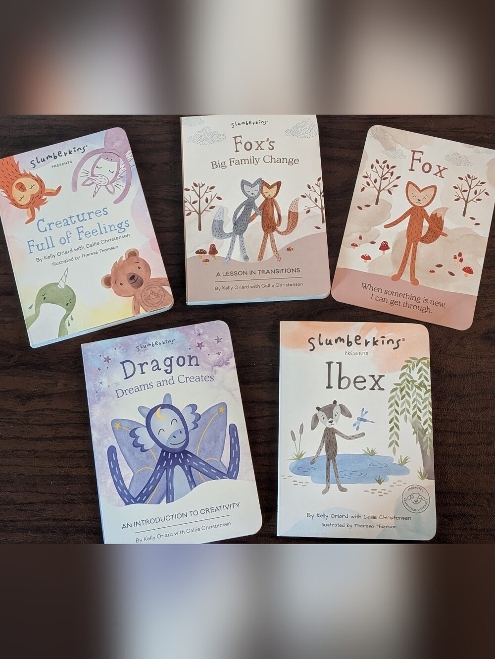 Slumberkins Emotional Intelligence Board Book Bundle Fox Dragon Ibex Creatures